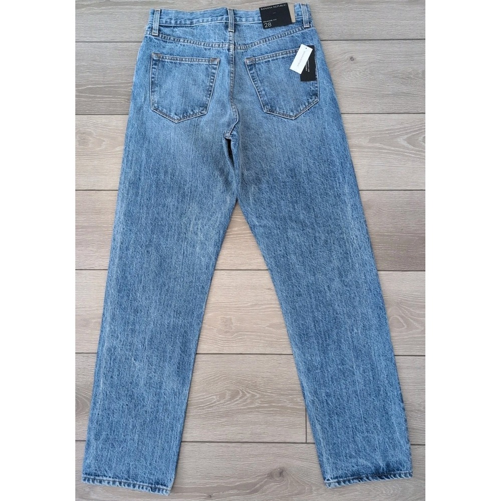 Banana Republic Jeans Men's 28 Blue Medium Wash Relaxed Fit Button Fly Sz 28 NWT - Picture 4 of 6